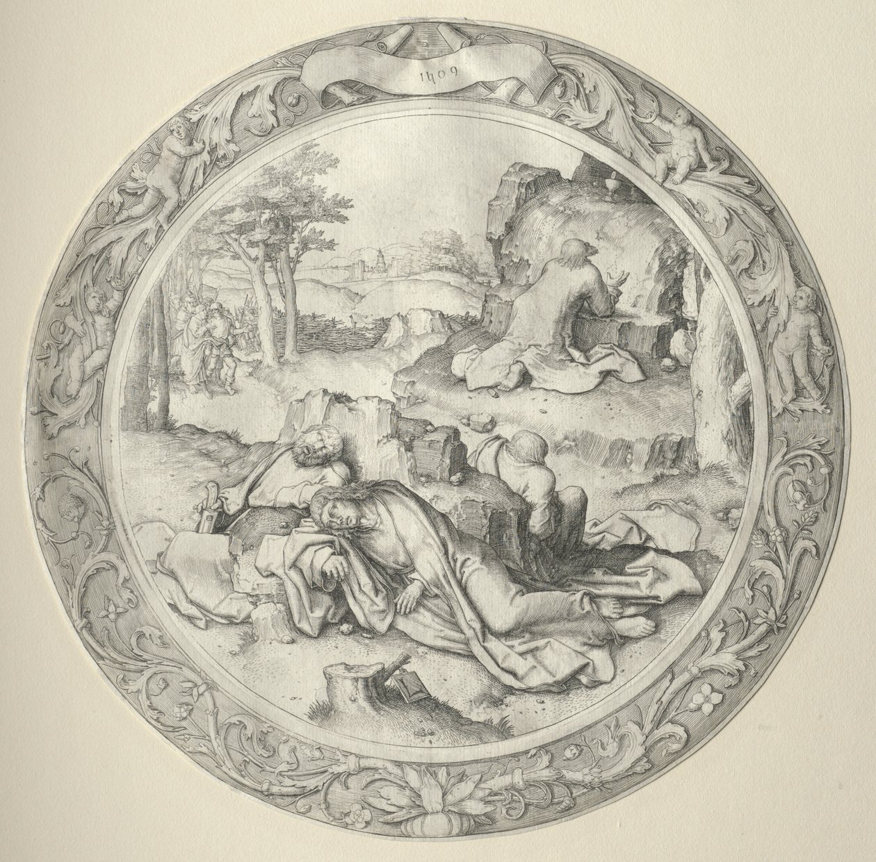 Den runde lidenskab: Kristus i Getsemane (pine i haven) af Lucas van Leyden