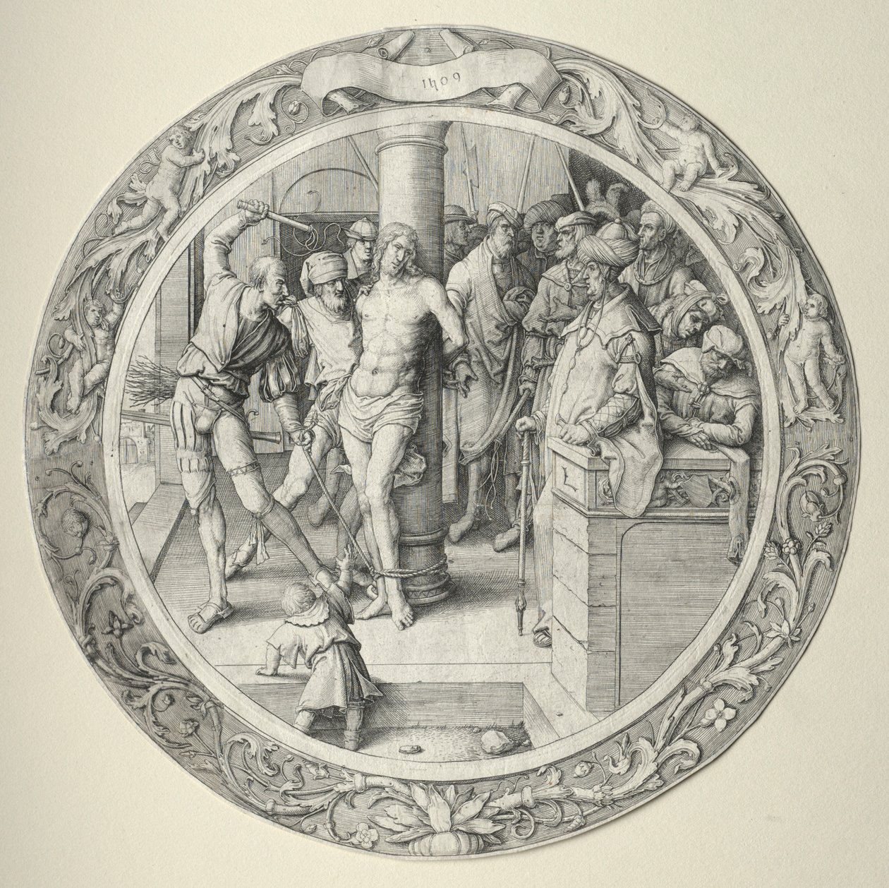 The Round Passion: The Flagellation, 1509. af Lucas van Leyden