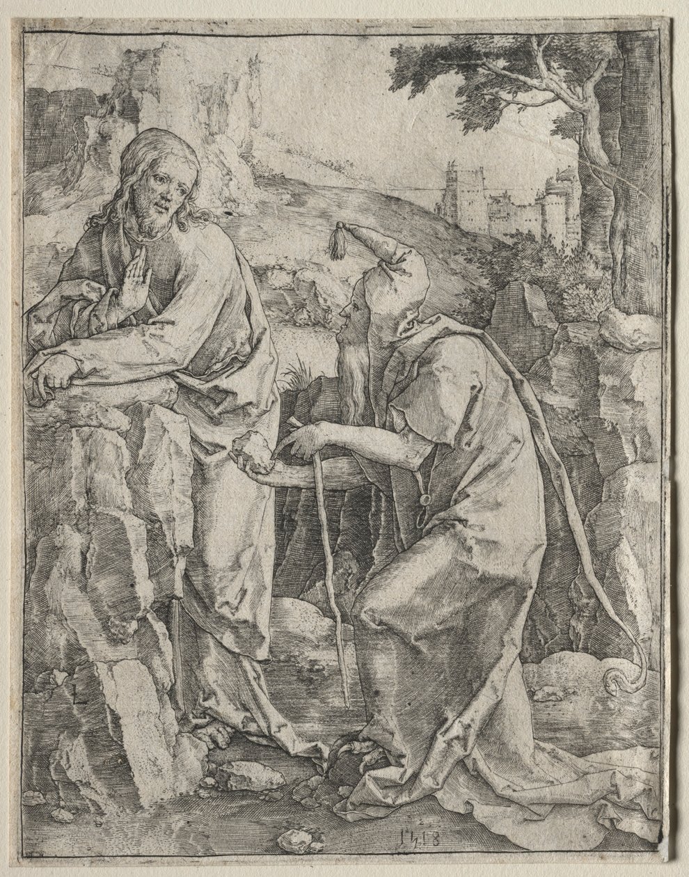 Kristi fristelse, 1518. af Lucas van Leyden