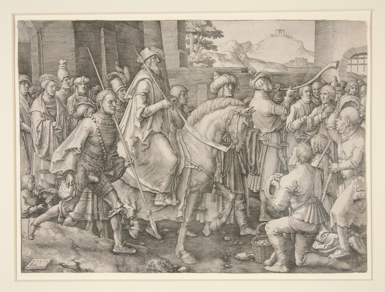 Mordokajs triumf, Esther 6.11 af Lucas van Leyden