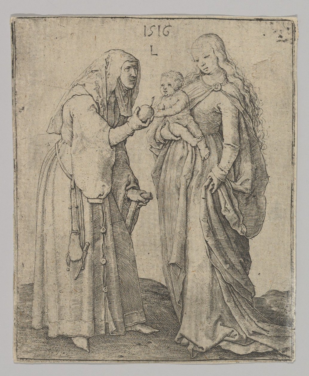 Jomfruen med barnet og den hellige Anna, 1516. af Lucas van Leyden