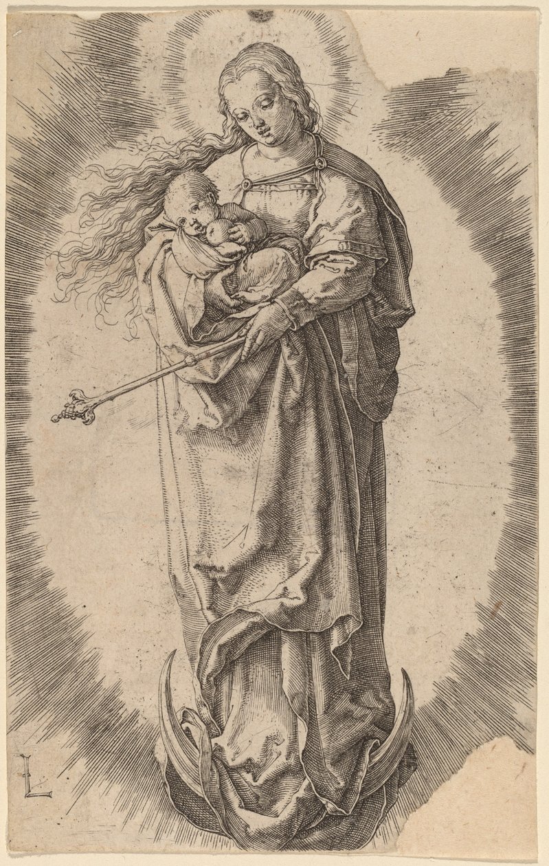 Jomfruen og barnet på halvmånen af Lucas van Leyden