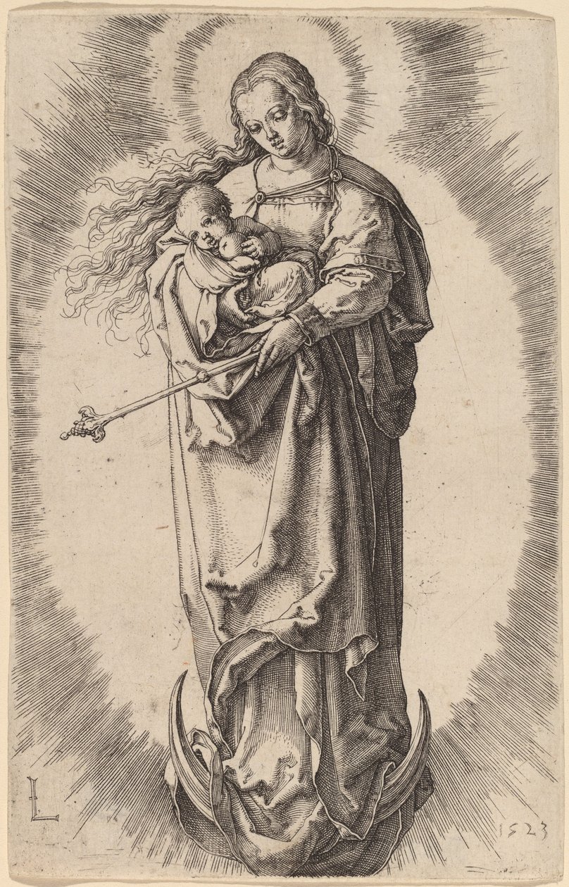 Jomfruen og Barnet på Halvmånen af Lucas van Leyden