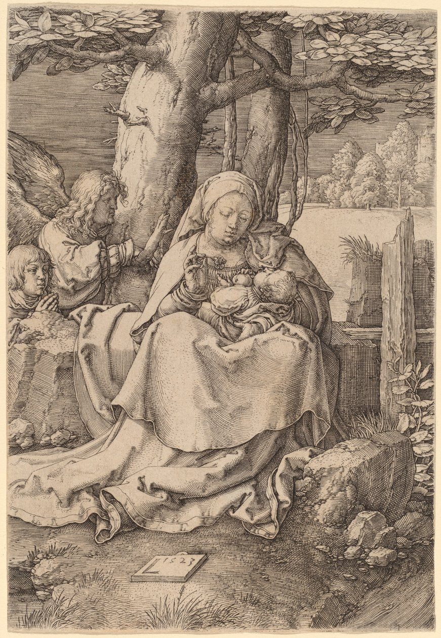Jomfruen og barnet med to engle af Lucas van Leyden