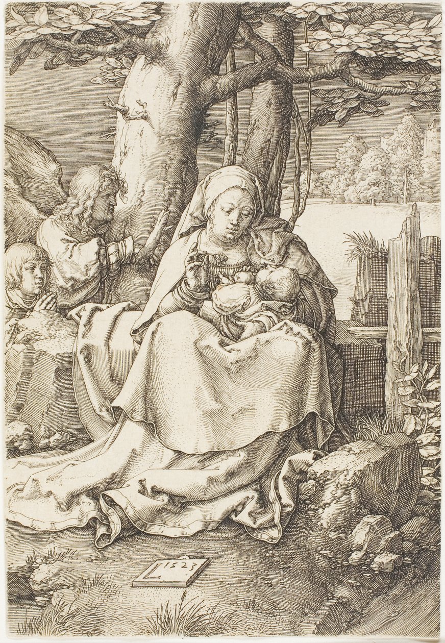 Jomfruen og barnet med to engle af Lucas van Leyden