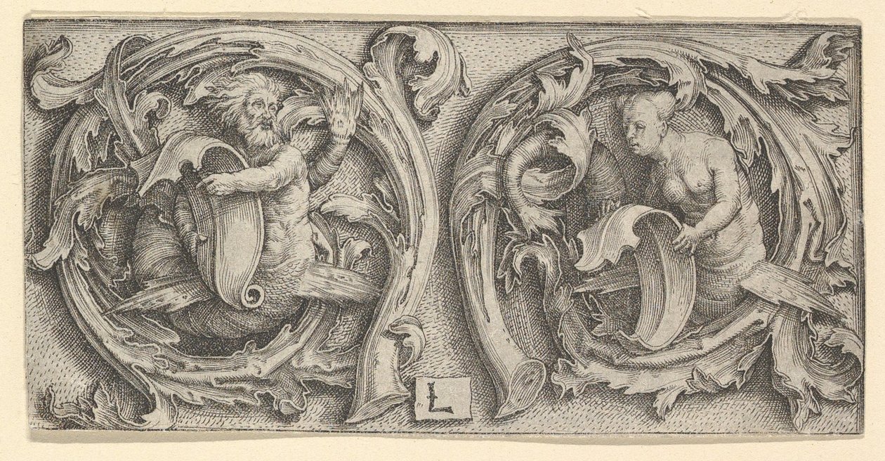 Triton og Siren i Tendrils, ca. 1510. af Lucas van Leyden