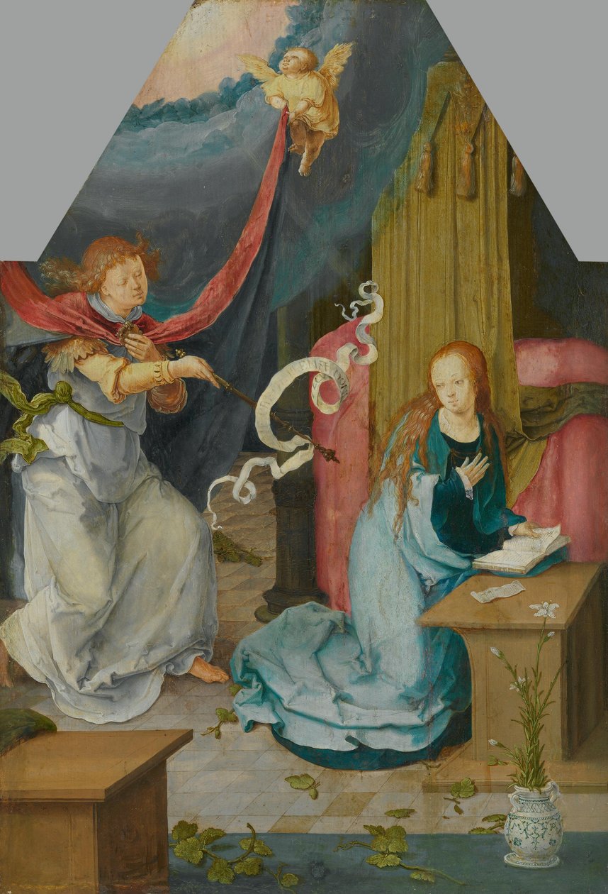 Bebudelsen til Maria (adskilt yderside af inv.nr. 742) af Lucas van Leyden