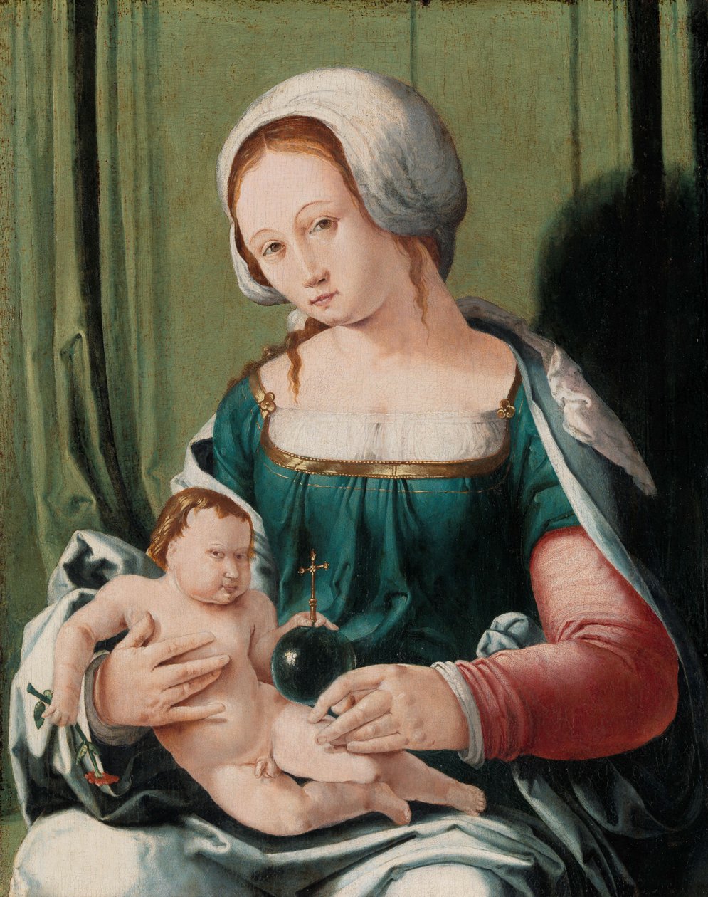 Jomfru og barn, ca. 1530 (olie på panel) af Lucas van Leyden