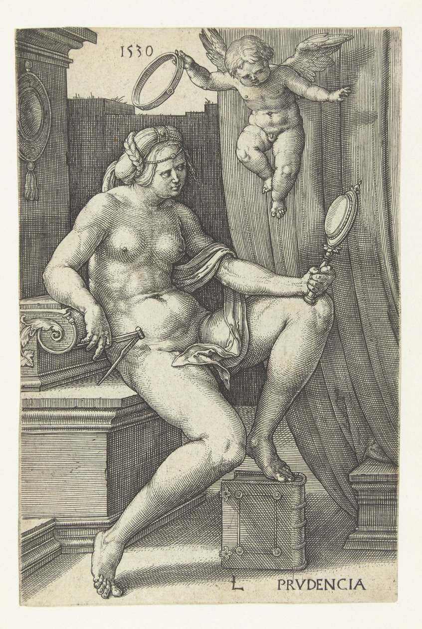 Advarsel Prudencia (titel på objekt) Seven Virtues (serietitel) af Lucas van Leyden