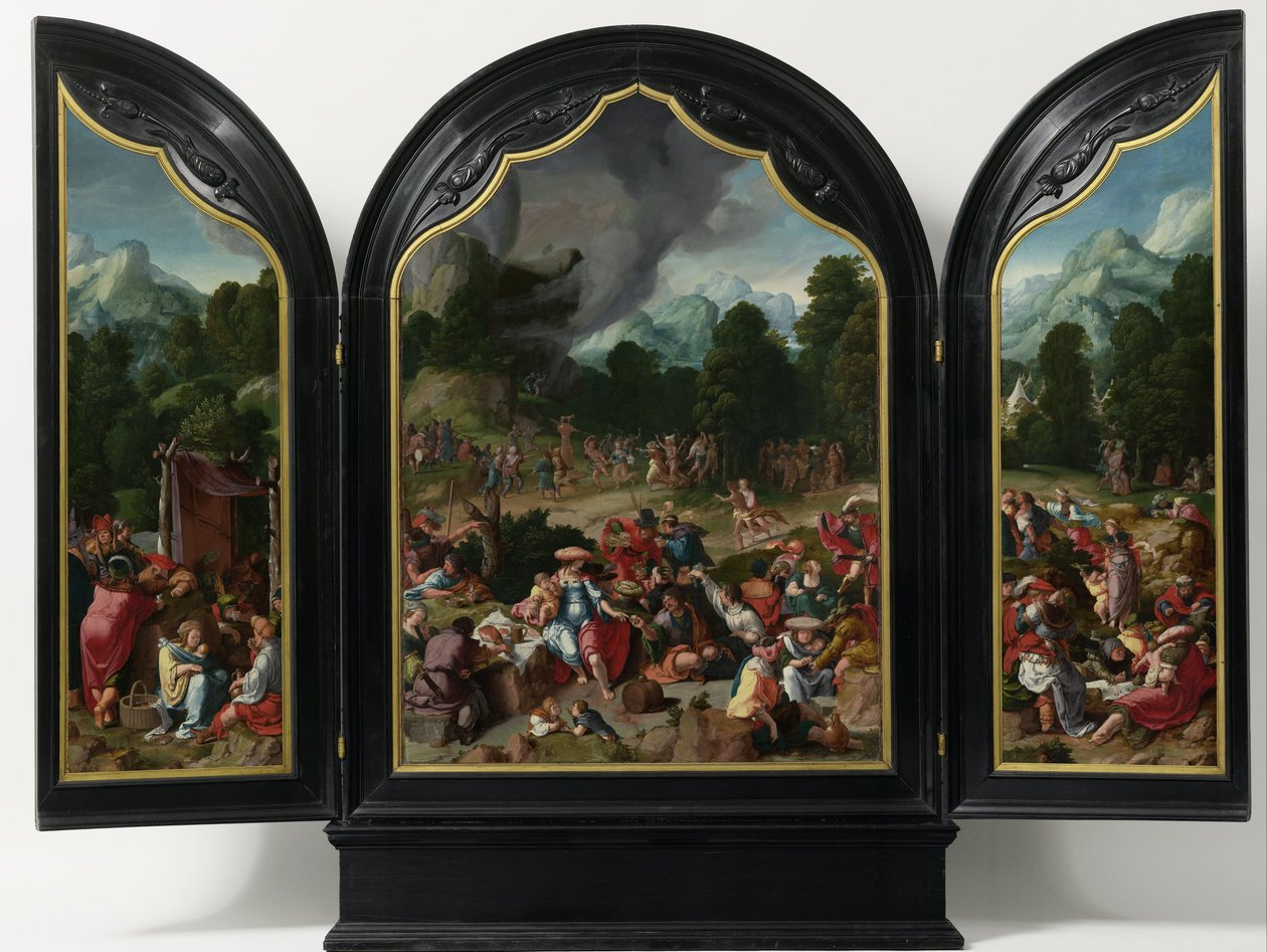 Tilbedelse af Guldkalven, c.1530 af Lucas van Leyden