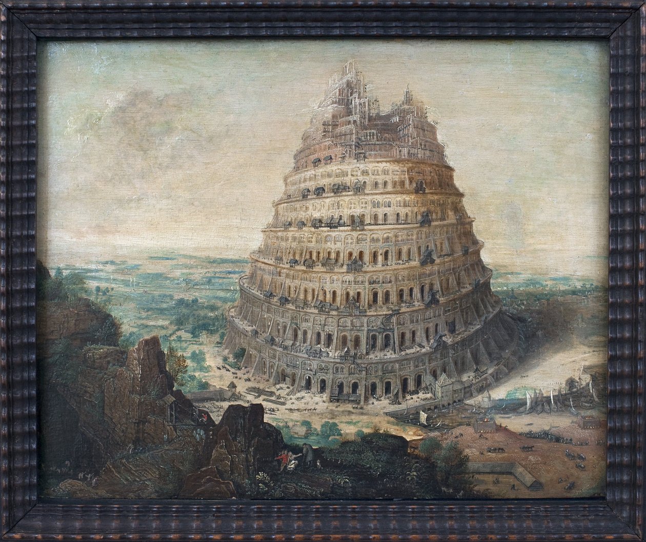 Babel-tårnet. Maleri af Lucas Van Valkenborch (ca. 1535-1597), olie på træ, flamsk kunst af Lucas van Valckenborch