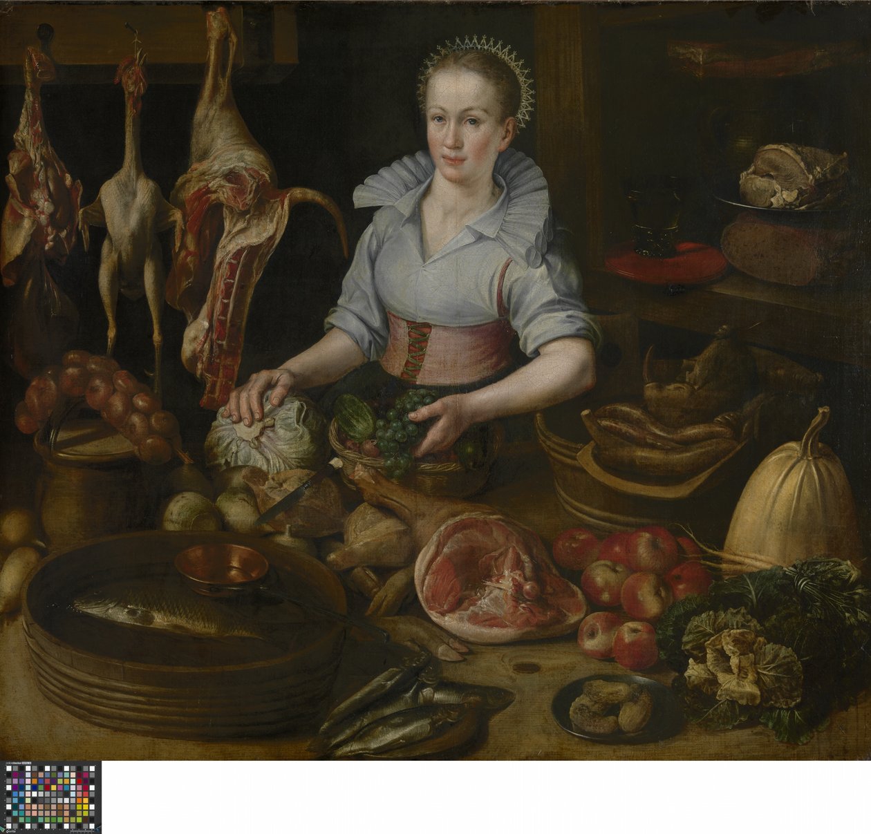 The Kitchen Maid (olie på panel) af Lucas van Valckenborch