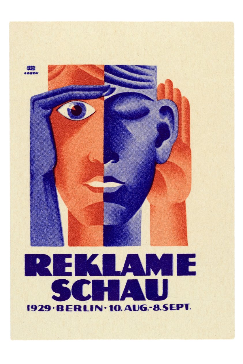 Reklameschau: Plakat til reklameudstillingen, der fandt sted i Berlin mellem 10. august og 8. september af Lucian and Rosen F. Bernhard