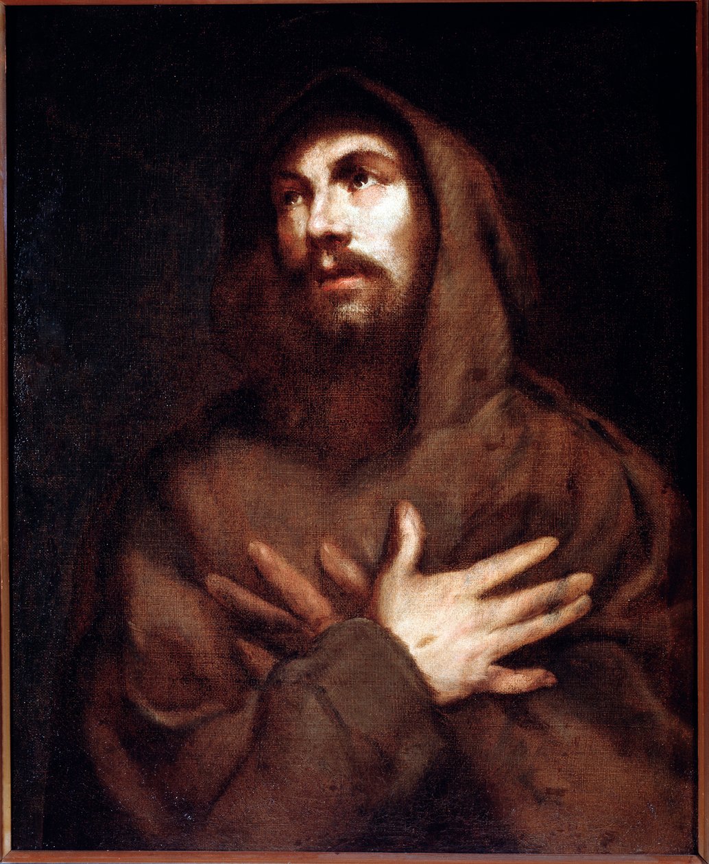Sankt Frans af Assisi maleri af Luciano Borzone (1590-1645) af Luciano Borzone