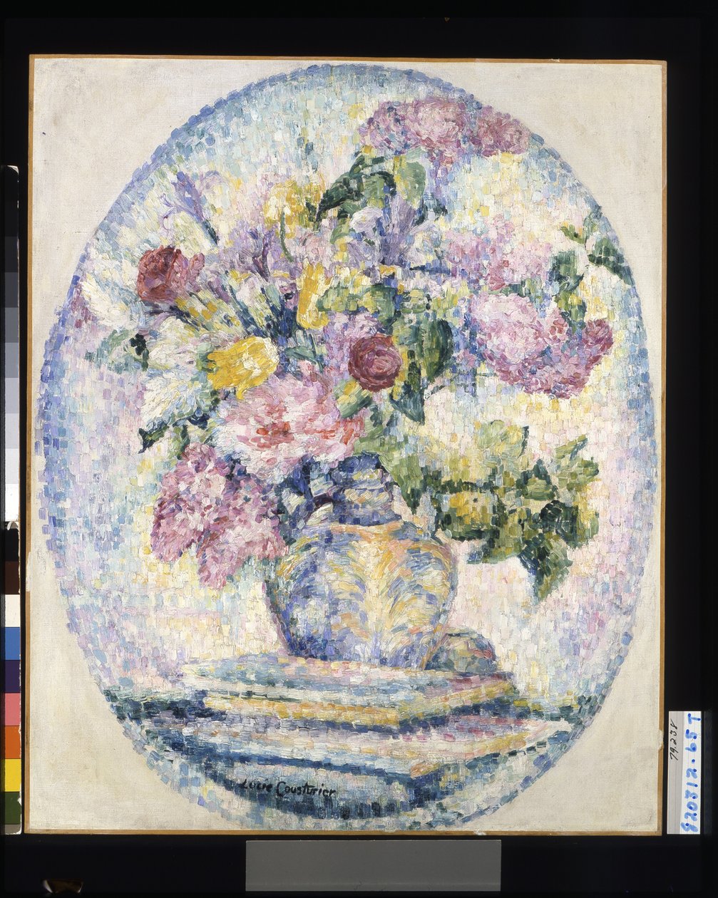 Vase Of Flowers, dato ukendt (olie på lærred) af Lucie Consturier