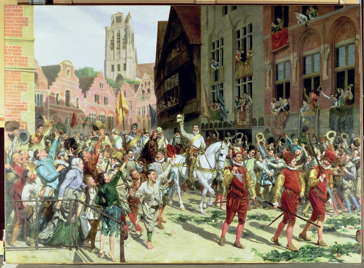 Prins Maurice af Orange-Nassaus triumferende ankomst til Rotterdam efter slaget ved Nieuwpoort i 1600, 1884 af Lucien Alphonse Gros