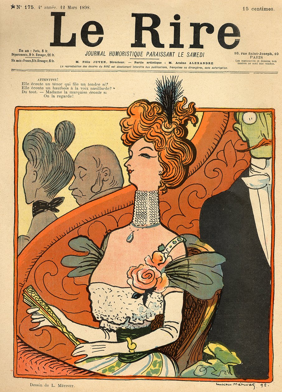 Karikatur af en fransk marquise, fra forsiden af "Le Rire", 12. marts 1898 af Lucien Metivet