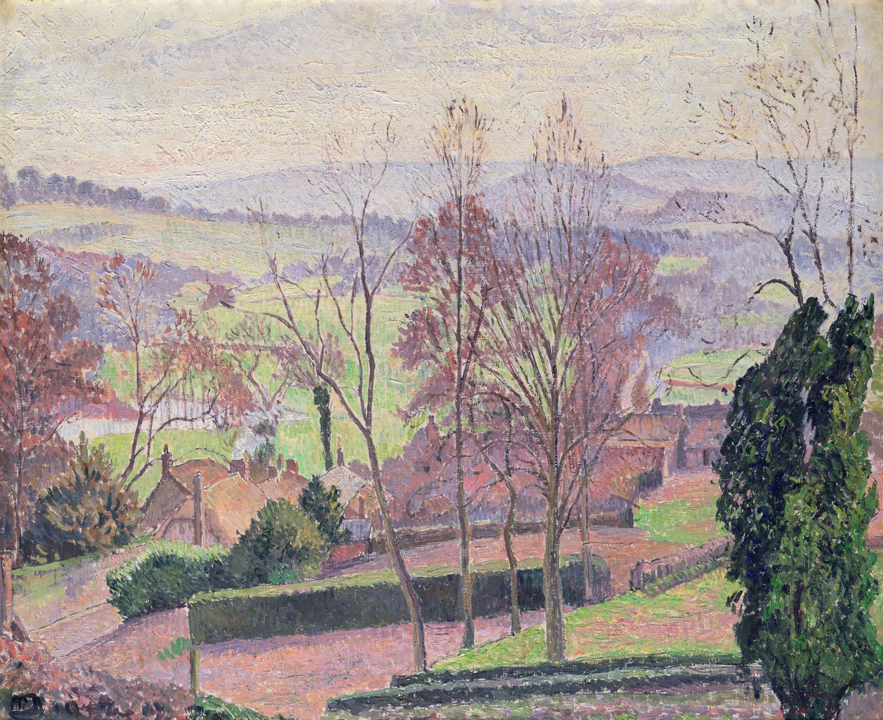 A February Morning, East Knoyle, 1917 af Lucien Pissarro