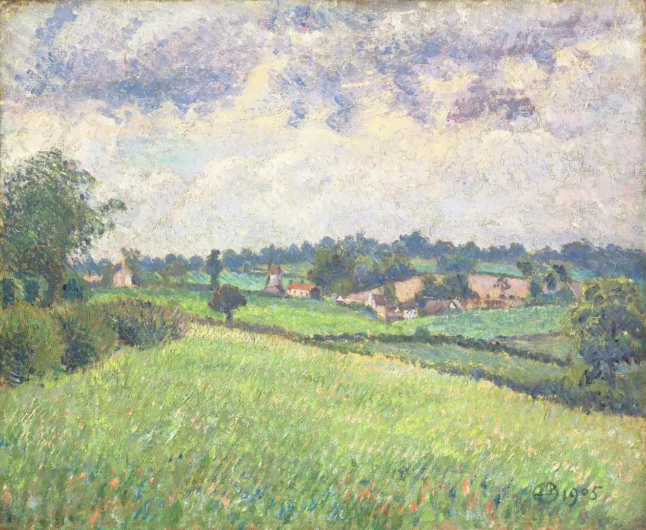 Grey Weather, Finchingfield, 1905 af Lucien Pissarro