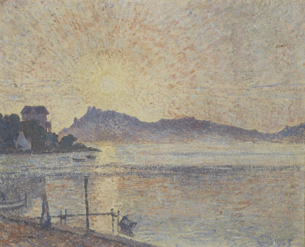 La Pointe de Cougoussa, solnedgang, 1925 af Lucien Pissarro