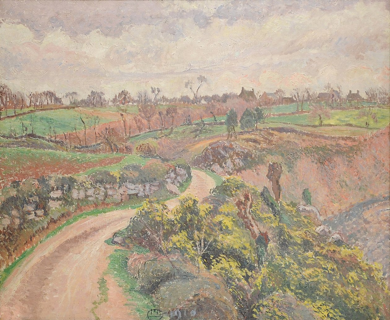 Rue de Poulfenc i Riec, 1910 af Lucien Pissarro