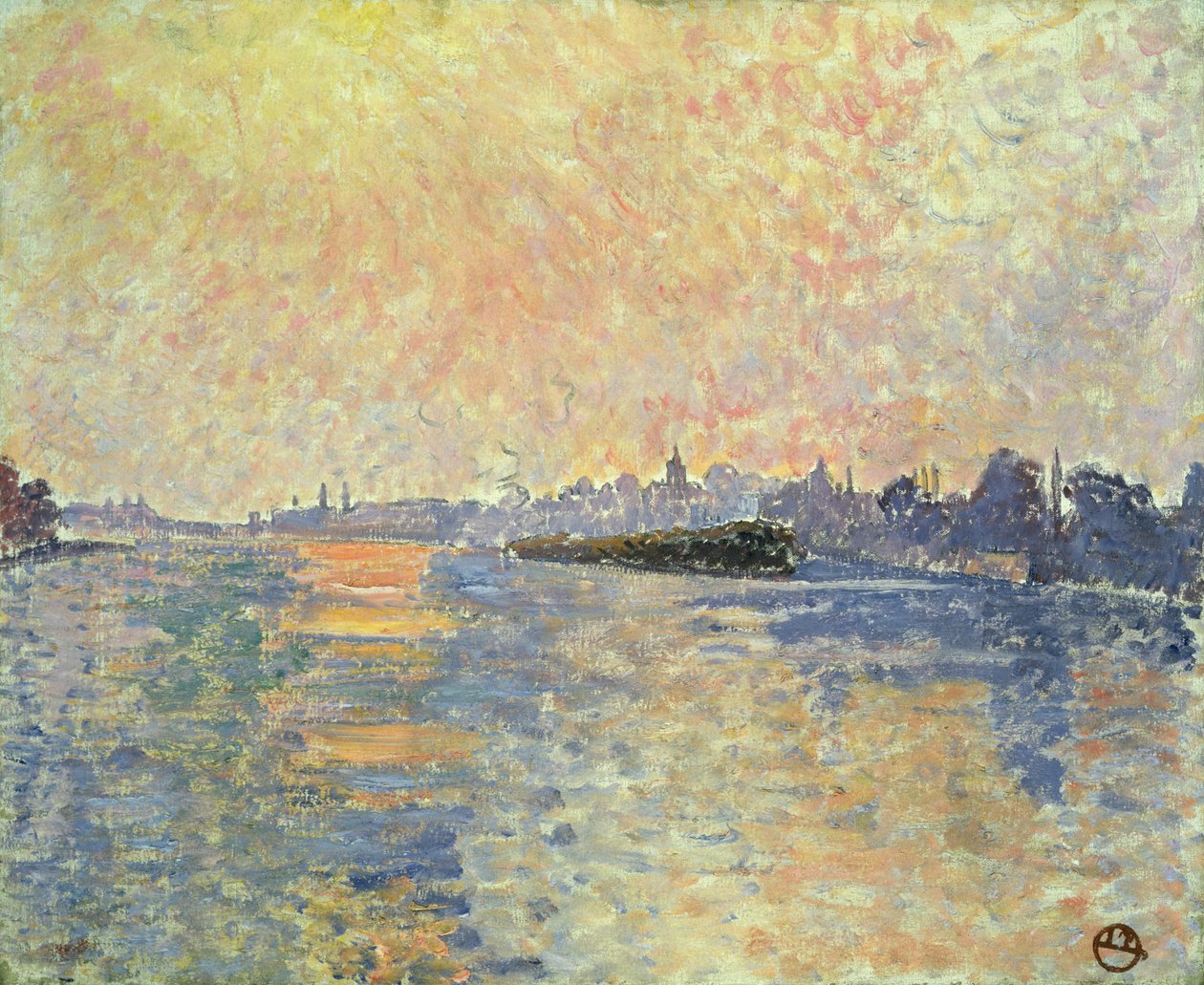 Solnedgang på Themsen ved Chiswick af Lucien Pissarro