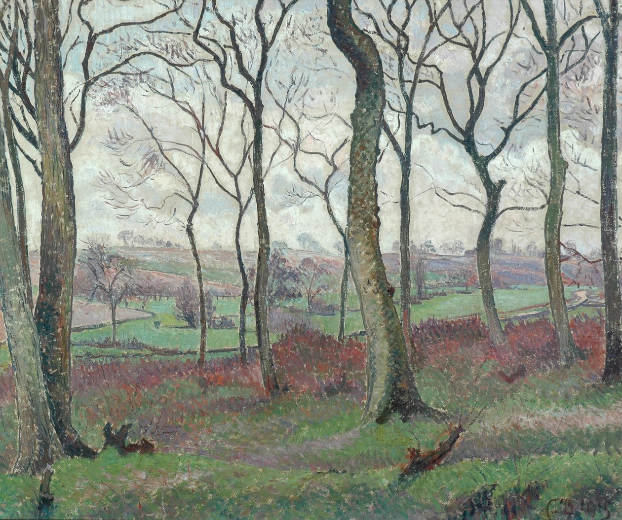 The Dunmow Road fra Tilty Wood, 1915 af Lucien Pissarro