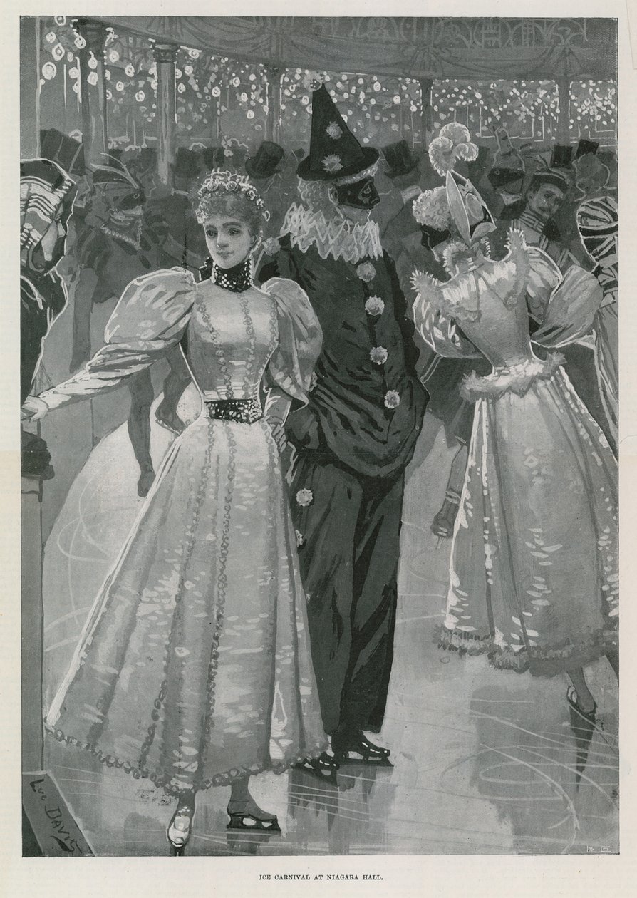 Iskarneval i Niagara Hall, Westminster London (litho) af Lucien Davis