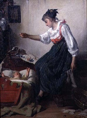 Leg med baby (panel) af Lucien Gerard