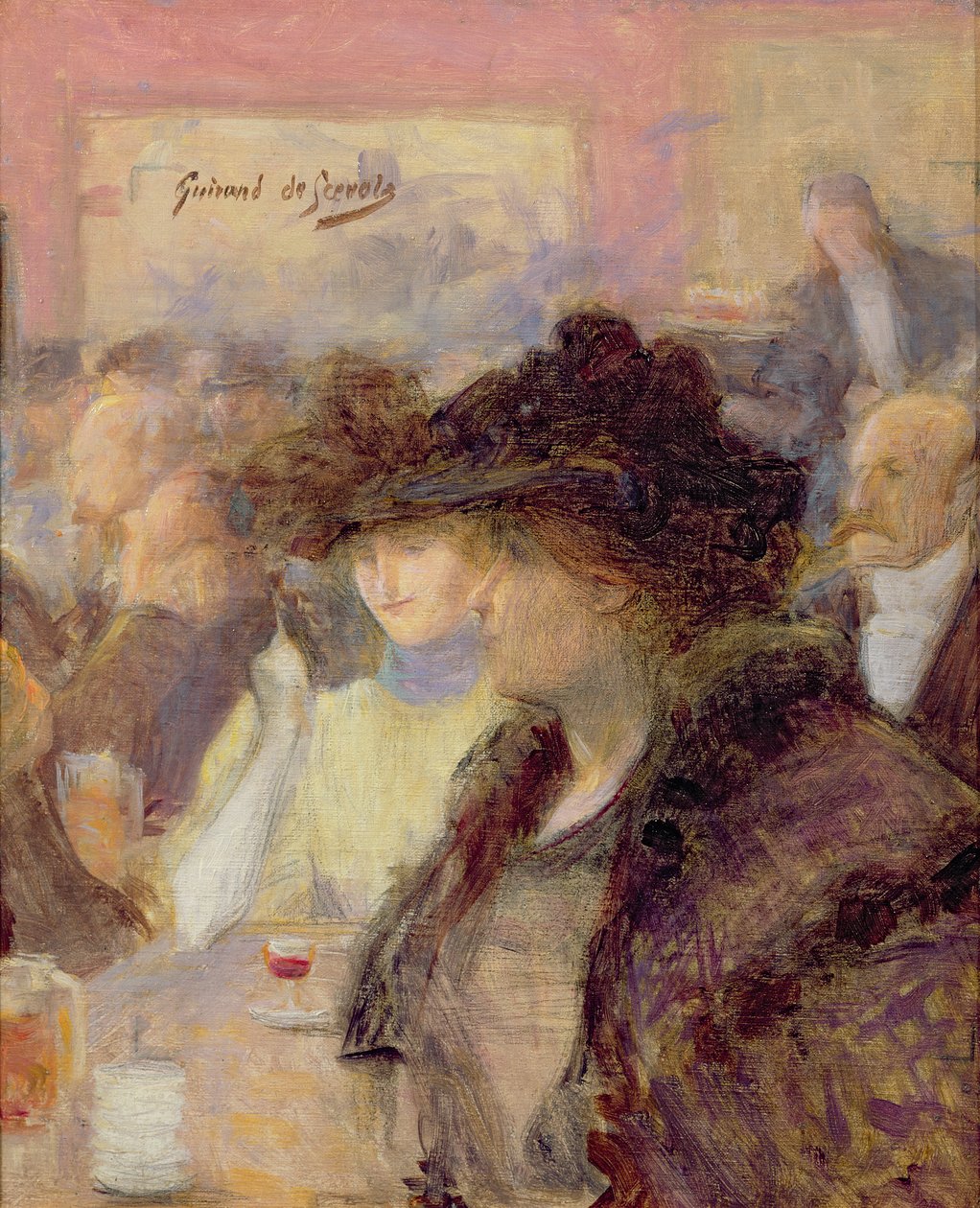Au Cafe (olie på lærred) af Lucien Guirand de Scevola