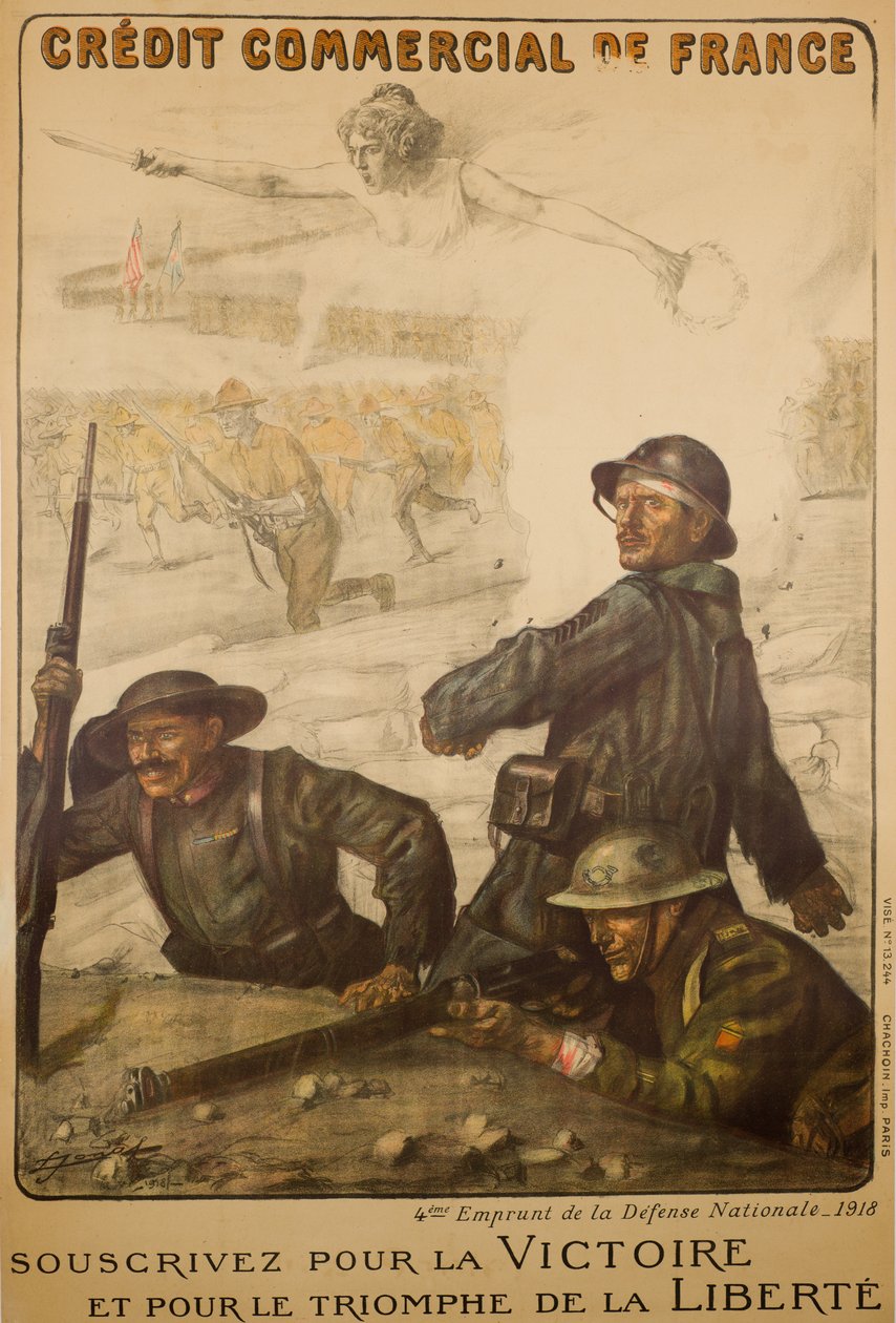 Credit Commercial De France Subscribe For Victory, ca. 1918 (farve litho) af Lucien Hector Jonas