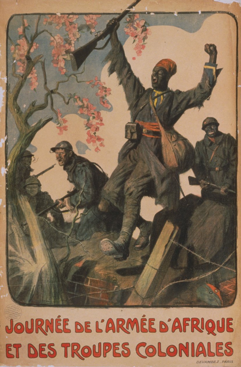 Plakat, der fejrer de franske og koloniale styrkers enhed af Lucien Hector Jonas