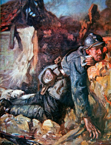 Såret budbringer i slaget ved Verdun af Lucien Hector Jonas