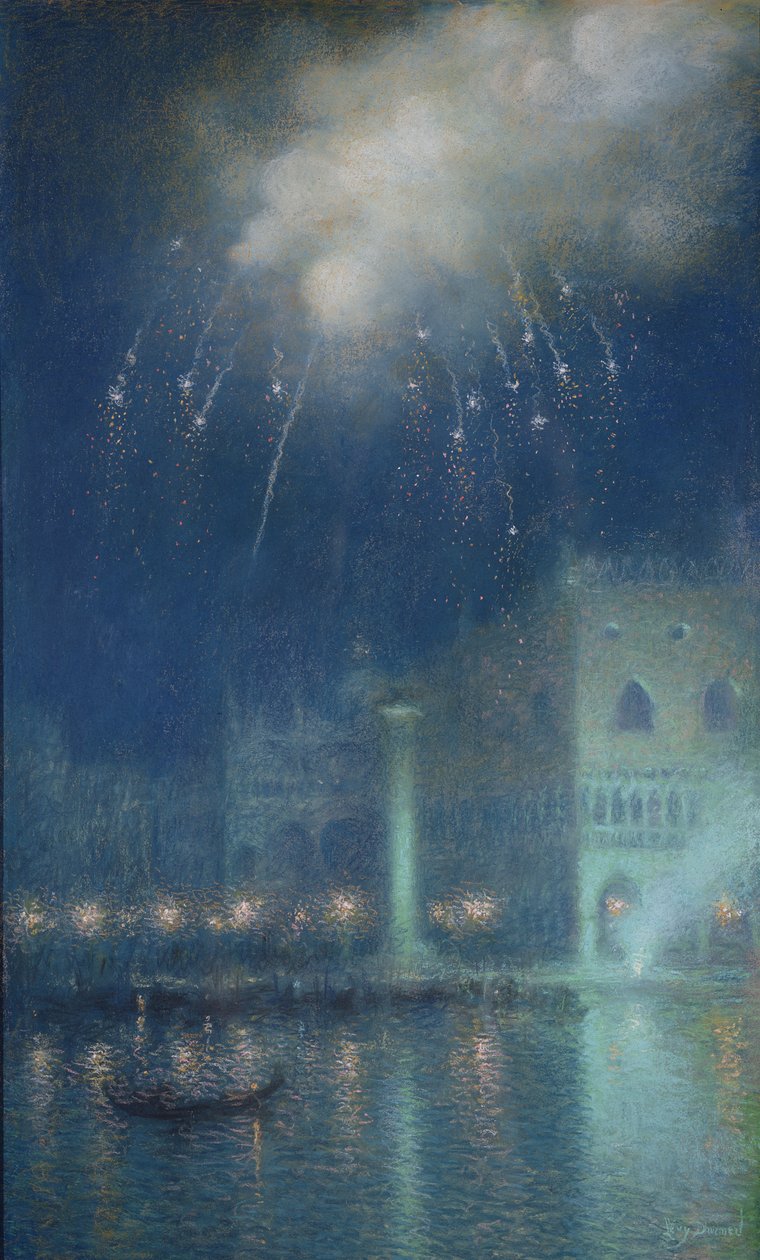 Fyrværkeri over Venedig (pastel på papir) af Lucien Levy Dhurmer