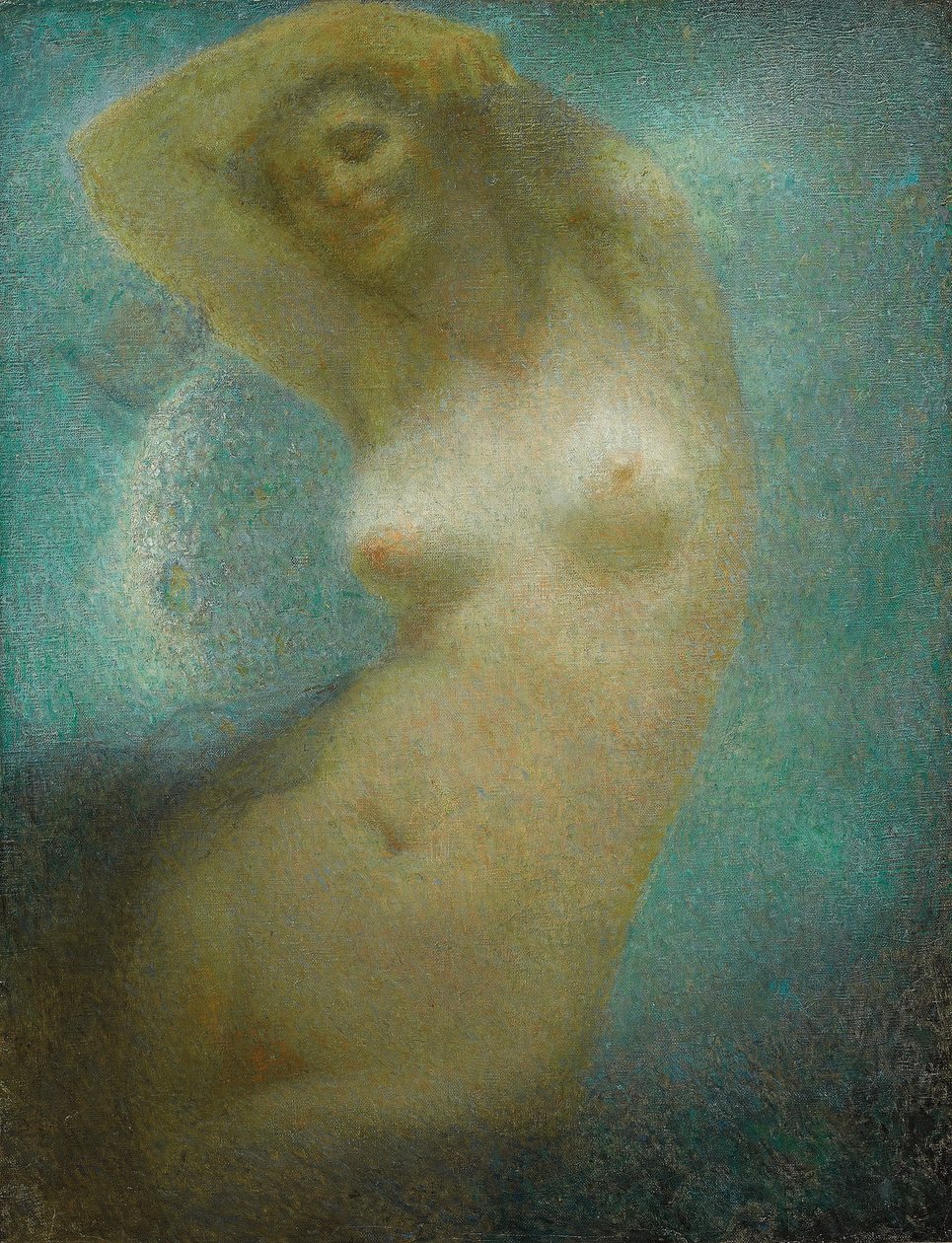 Måneskinssonaten; La Sonate au Clair de Lune, ca. 1925 (olie på lærred) af Lucien Levy Dhurmer
