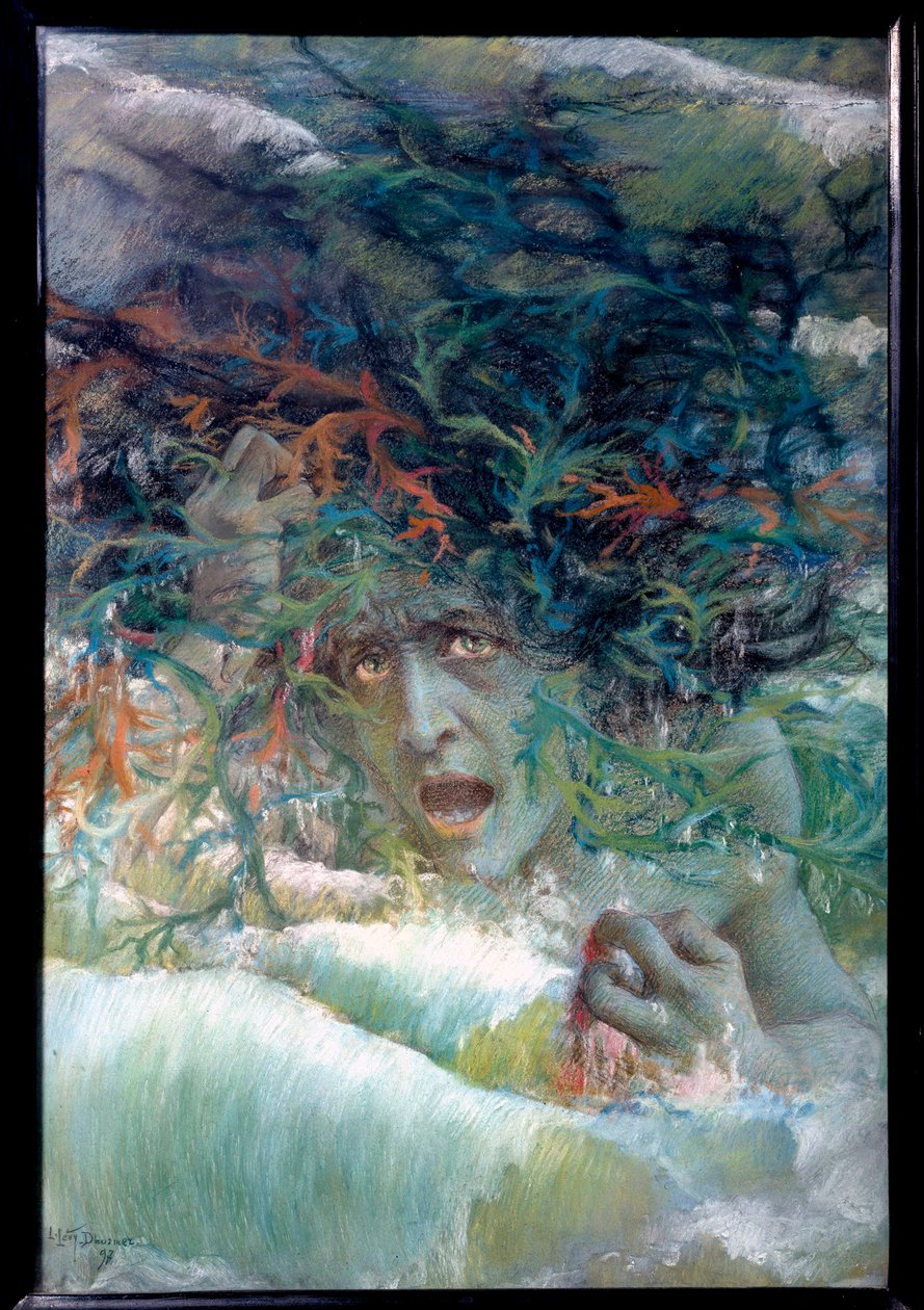 Medusen eller den rasende bølge 1897 (pastel og kul) af Lucien Levy Dhurmer