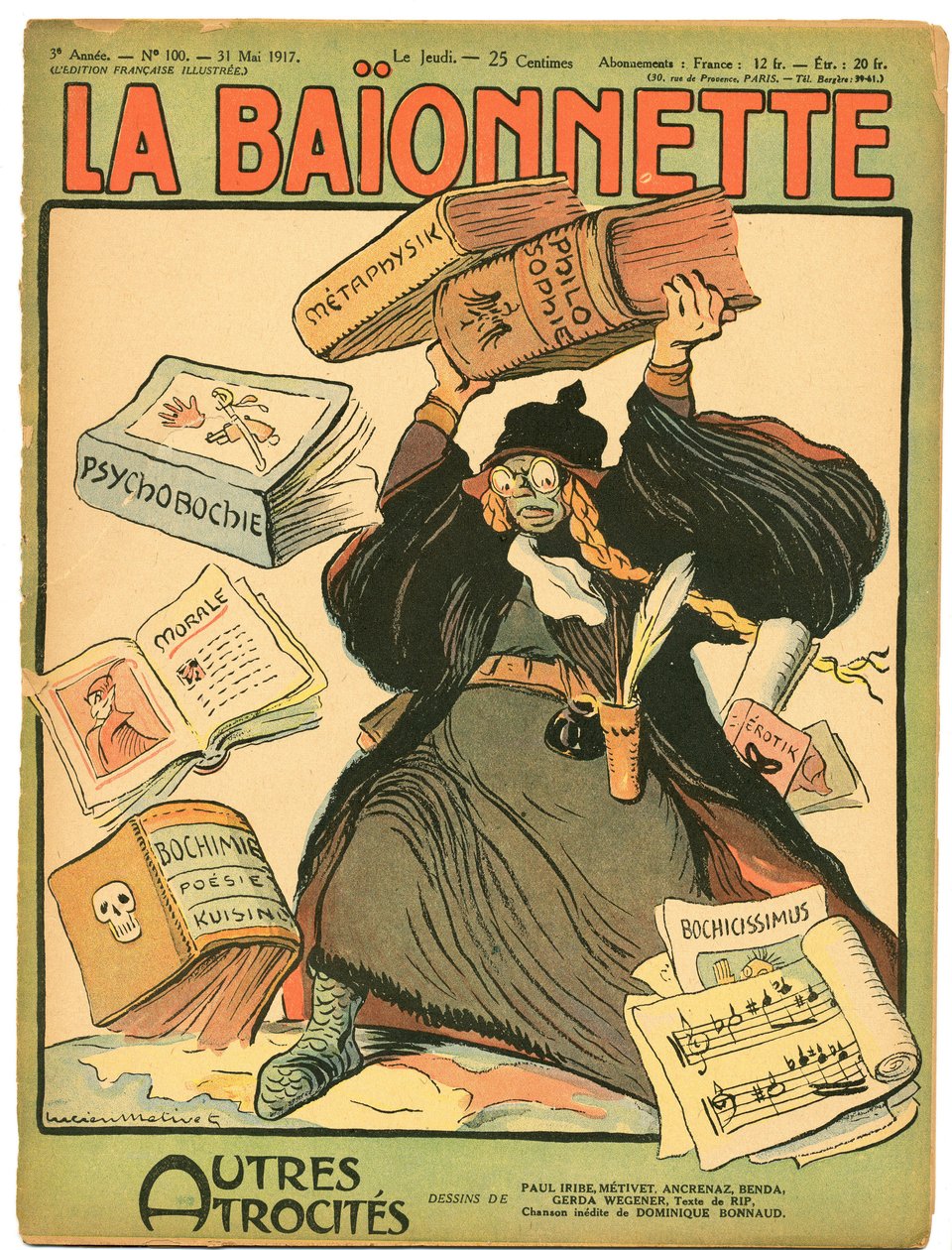 Cover af ""La Baionnette"", satirisk i farver af Lucien Metivet