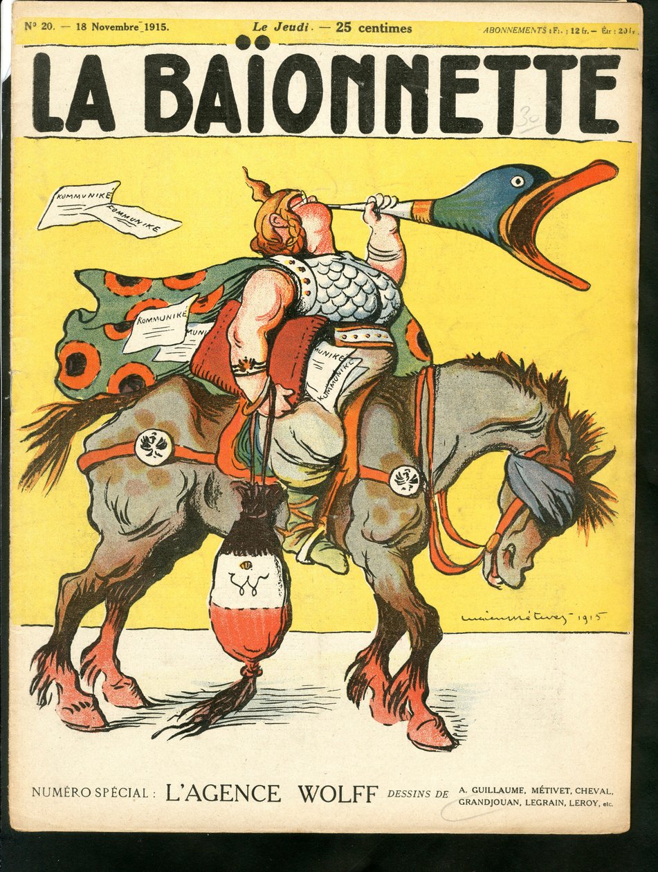 Cover af "The Bajonet", satirisk i farver af Lucien Metivet