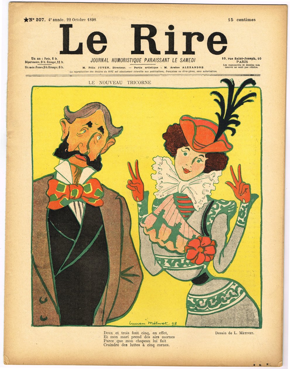 Cover af "Le Rire", Satirisk i farver af Lucien Metivet