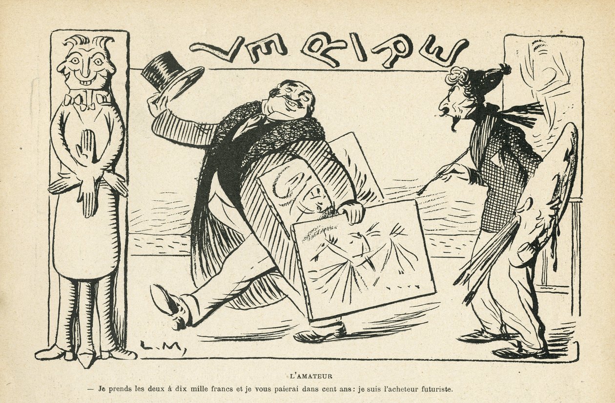 Illustration i Le Rire, 02/03/12 - Amatoren (gravering) af Lucien Metivet