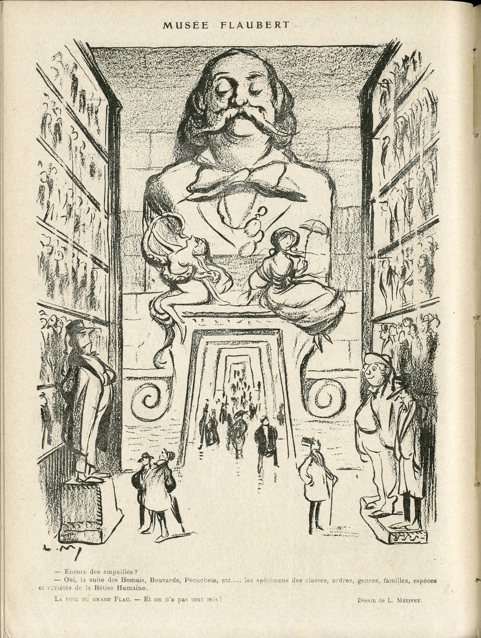 Illustration i Le Rire, 24/12/21 - Museum Flaubert (gravering) af Lucien Metivet