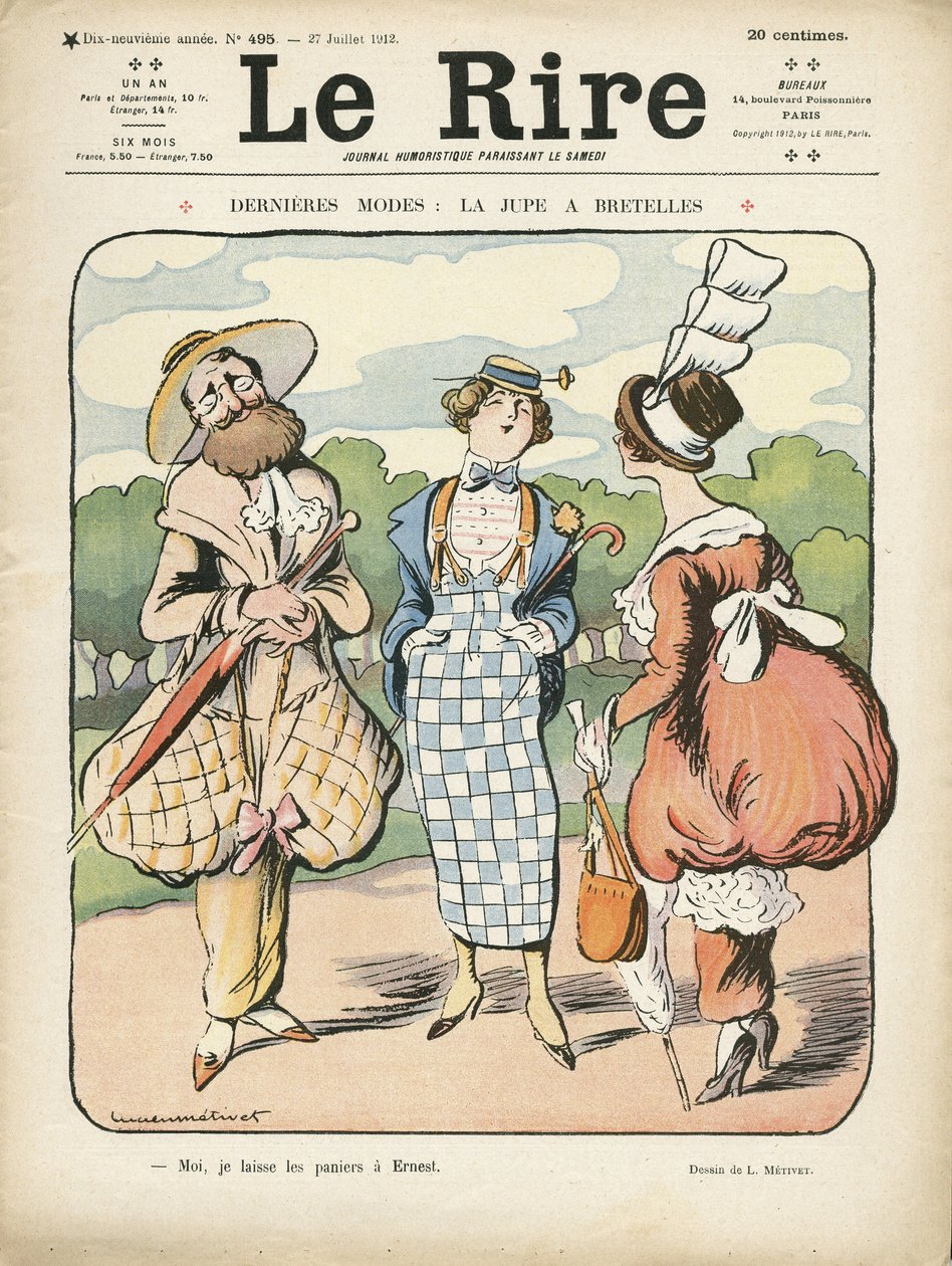 Illustration i Le Rire, 27/07/12 - Seneste mode (gravering) af Lucien Metivet