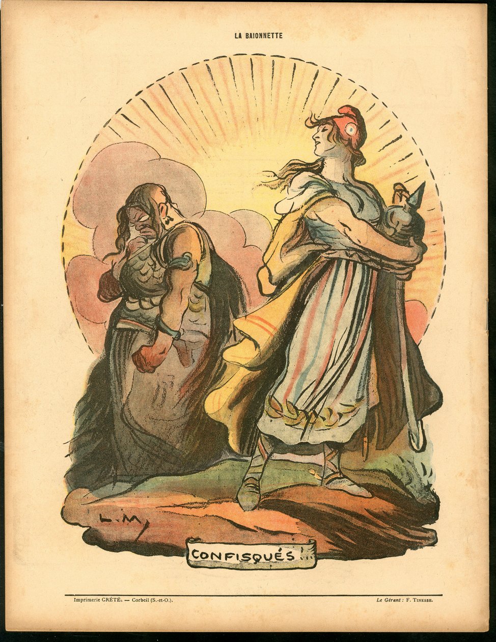Bajonetten, satirisk i farver, 1918.4.18: krigen mellem 14 -18 af Lucien Metivet