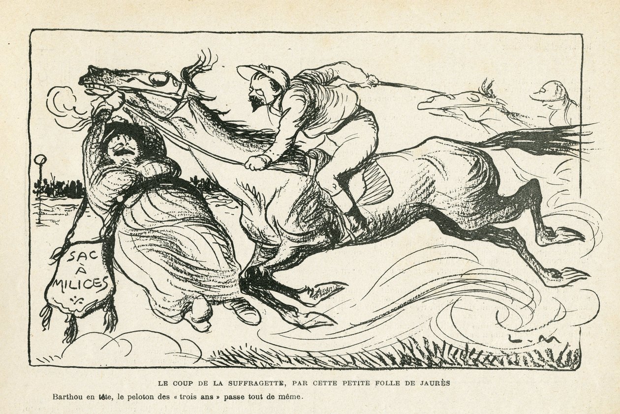illustration i Le Rire, 28/06/13 Suffragettens slag, af denne lille galning fra Jaures (gravering) af Lucien Metivet