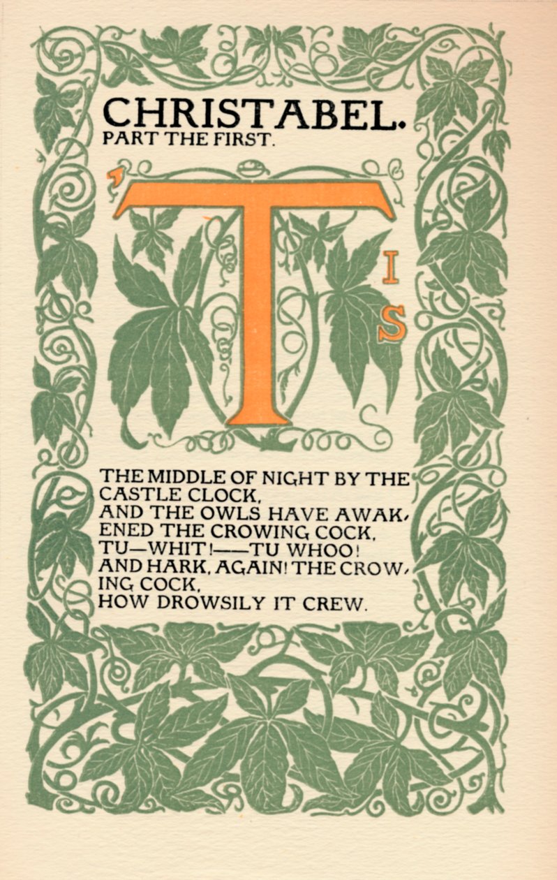 Eragny Press: Åbningsside af Coleridges Christabel, 1895-1914 af Lucien Pissaro