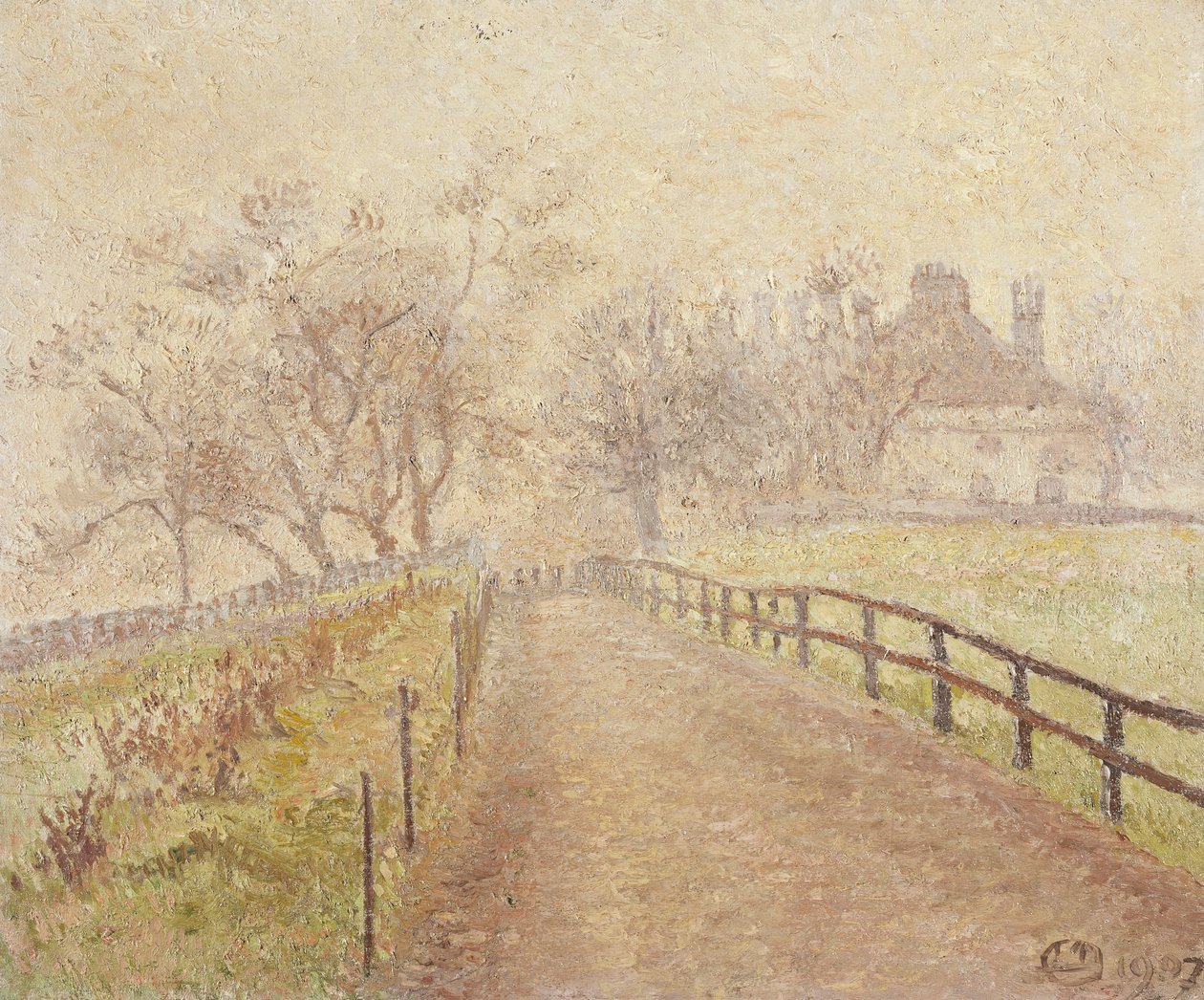 En tåget morgen, Mortlake af Lucien Pissarro