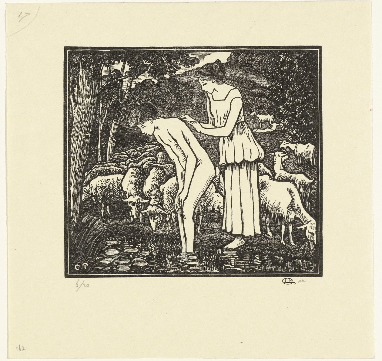 Daphnis er vasket af Cloë Daphnis et Chloé (serietitel) af Lucien Pissarro