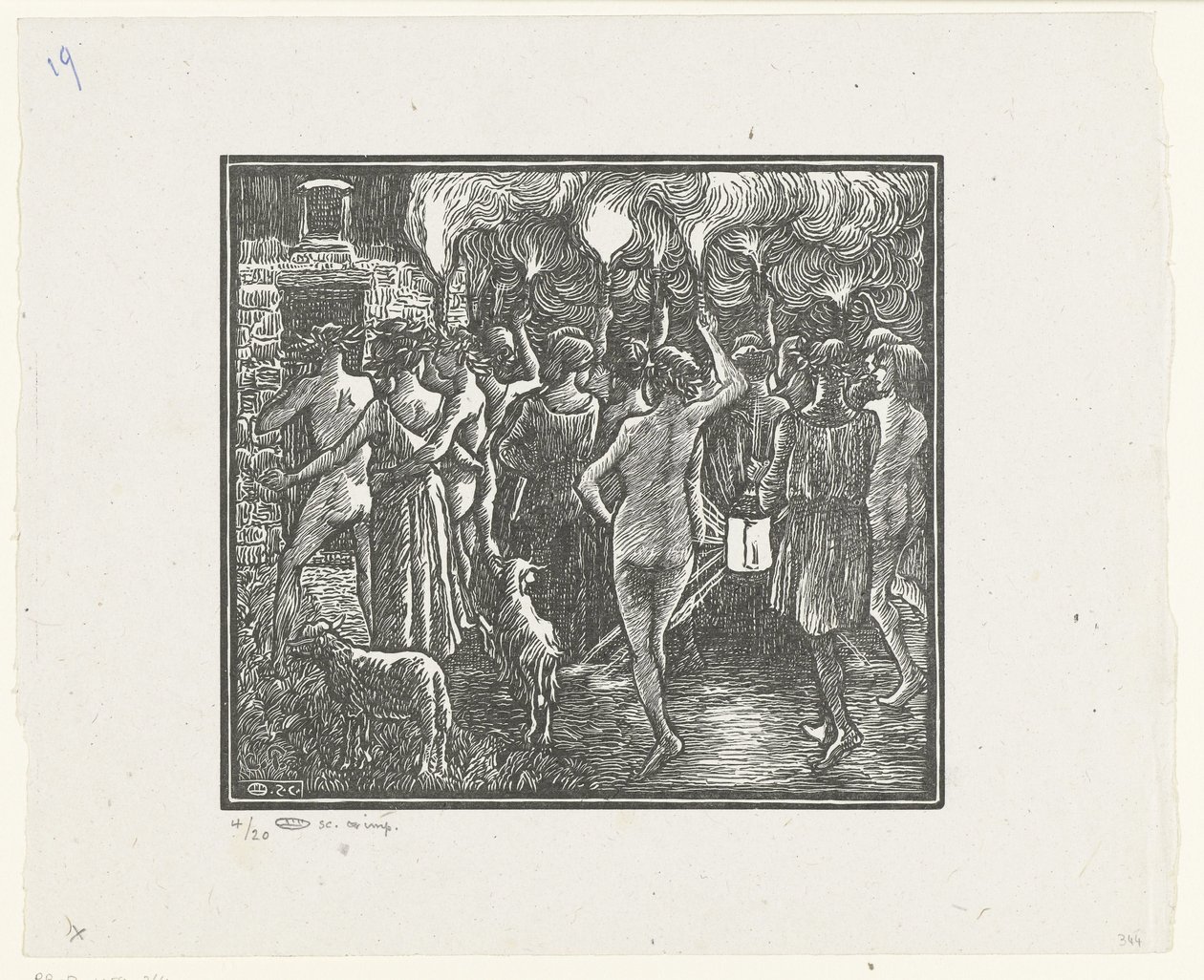 Fra fakkeloptocht Daphnis og Chloe, fakkeloptog Daphnis og Chloe (serietitel) af Lucien Pissarro