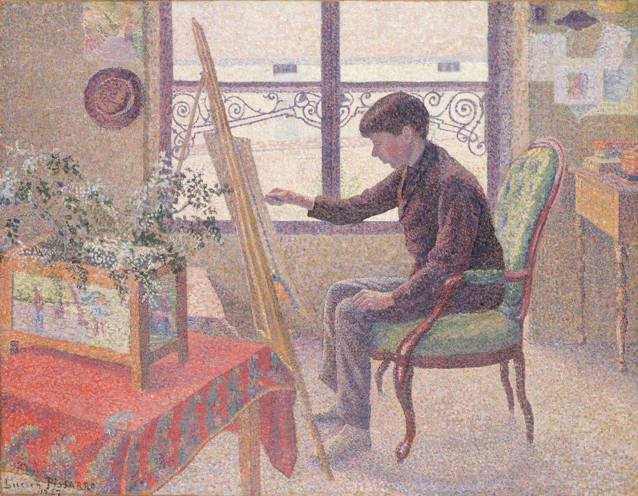 Interiør af studiet af Lucien Pissarro