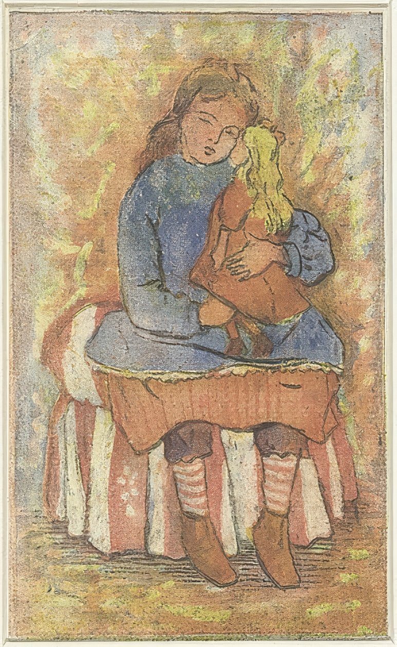 Pige med dukke af Lucien Pissarro